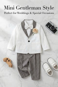 Bild in Galerie-Betrachter laden, Boys White 2-Piece Suit with Grey Shawl Collar for Garden Weddings