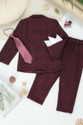 Bild in Galerie-Betrachter laden, Boys Burgundy Plaid Double-Breasted 2-Piece Suit for Modern Garden Weddings