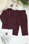 Bild in Galerie-Betrachter laden, Boys Burgundy Plaid Double-Breasted 2-Piece Suit for Modern Garden Weddings