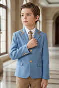 Bild in Galerie-Betrachter laden, Boys Sky Blue Blazer & Khaki Trousers 2-Piece Suit
