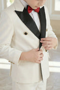 Load image into Gallery viewer, Boys White With A Black Satin Collar Single-Breasted 2-Piece Suit