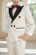 Load image into Gallery viewer, Boys White With A Black Satin Collar Single-Breasted 2-Piece Suit