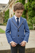 Cargar la imagen en la vista de la galería, Boys Blue Contrast Trim Suit Jacket