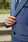 Cargar la imagen en la vista de la galería, Boys Blue Contrast Trim Suit Jacket
