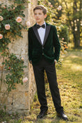 Cargar la imagen en la vista de la galería, Boys Dark Green Velvet Single-Breasted 2-Piece Suit
