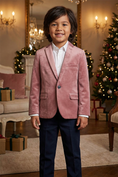 Charger l'image dans la visionneuse de la galerie, Boys Dusty Rose Velvet Notch Lapel Jacket