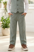 Bild in Galerie-Betrachter laden, Boys Sage Green Suit Vest & Pants 2-Piece Suit