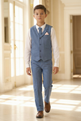 Bild in Galerie-Betrachter laden, Boys Dusty Blue 2-Piece Vest & Pants Suit