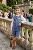 Bild in Galerie-Betrachter laden, Boys Dusty Blue 2-Piece Vest & Pants Suit