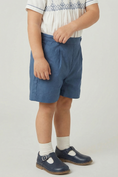 Cargar la imagen en la vista de la galería, Boys Classic Blue Linen Shorts for Weddings with Tailored Fit(2-8YRS)