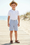 Load image into Gallery viewer, Boys Seersucker Shorts for Summer Weddings with Classic Stripe