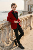 Bild in Galerie-Betrachter laden, Boys Red Velvet Tuxedo 2-Piece Set with Black Satin Shawl Lapel