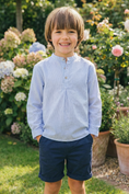 Load image into Gallery viewer, Boys Linen-Blend 2-Piece Set for Weddings with Mandarin Collar