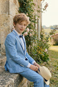 Load image into Gallery viewer, Boys Sky Blue With White Trim Single-Breasted 2-Piece Suit