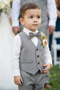Load image into Gallery viewer, Boys Light Grey 2-Piece Vest Set for Outdoor Garden Weddings