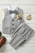Load image into Gallery viewer, Boys Light Grey 2-Piece Vest Set for Outdoor Garden Weddings