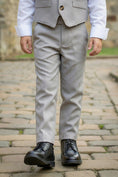 Load image into Gallery viewer, Boys Light Grey Vest & Trousers Set