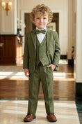Load image into Gallery viewer, Boys Olive Green 3-Piece Suit with Notch Lapel