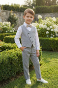 Cargar la imagen en la vista de la galería, Boys Light Grey Asymmetric Vest & Trousers Set