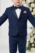 Bild in Galerie-Betrachter laden, Boys Navy Blue Tuxedo 2-Piece Set with Black Satin Shawl Lapel