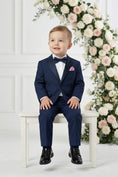 Bild in Galerie-Betrachter laden, Boys Navy Blue Tuxedo 2-Piece Set with Black Satin Shawl Lapel