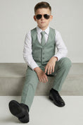 Cargar la imagen en la vista de la galería, Boys Sage Green Vest & Trousers Set