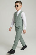 Cargar la imagen en la vista de la galería, Boys Sage Green Vest & Trousers Set