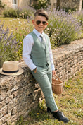 Cargar la imagen en la vista de la galería, Boys Sage Green Vest & Trousers Set