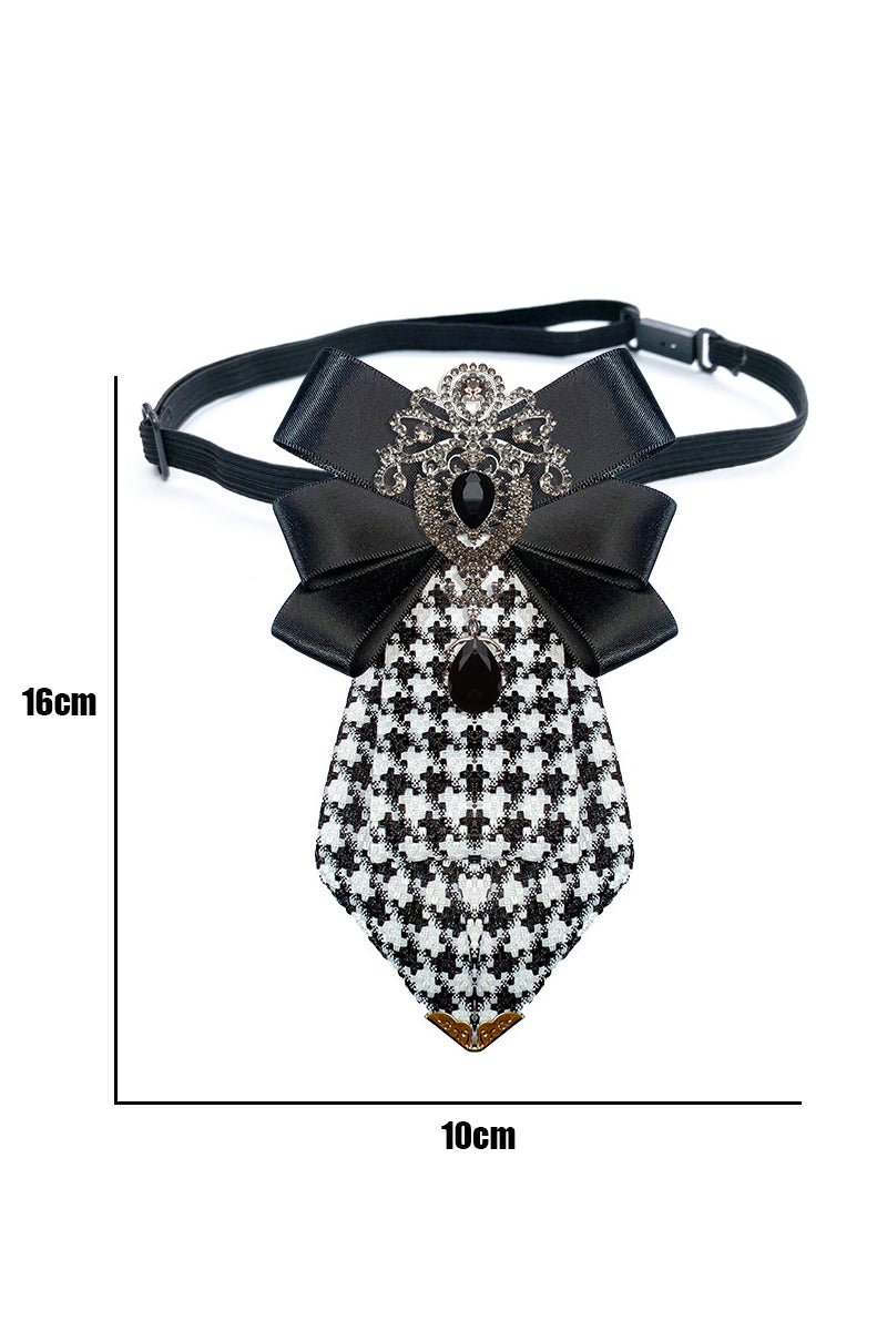 Boys Houndstooth Bow Rhinestone Bow Tie