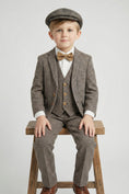 Bild in Galerie-Betrachter laden, Boys Tweed Check 3-Piece Suit with Notch Lapel