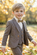 Bild in Galerie-Betrachter laden, Boys Tweed Check 3-Piece Suit with Notch Lapel