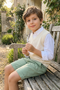 Charger l'image dans la visionneuse de la galerie, Boys Sage Green Dress Shorts for Weddings with Tailored Finish