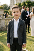 Bild in Galerie-Betrachter laden, Boys Charcoal Wool-Blend Suit for Weddings & Formal Events