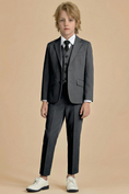 Load image into Gallery viewer, Boys Charcoal Grey 3-Piece Suit for Weddings & Formal Occasions