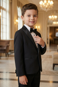 Cargar la imagen en la vista de la galería, Boys Black Tuxedo 2-Piece Suit Jacket & Pants Set
