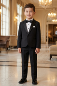 Cargar la imagen en la vista de la galería, Boys Black Tuxedo 2-Piece Suit Jacket & Pants Set