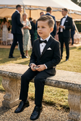 Cargar la imagen en la vista de la galería, Boys Black Tuxedo 2-Piece Suit Jacket & Pants Set