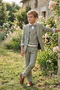Bild in Galerie-Betrachter laden, Boys Sage Green Linen 3-piece Suit