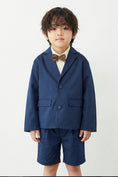 Bild in Galerie-Betrachter laden, Boys Navy Blue Fish-mouth Collar Single-breasted Blazer