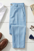 Bild in Galerie-Betrachter laden, Boys Sky Blue Grid Pattern Trousers