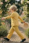 Load image into Gallery viewer, Boys Lemon Yellow With Black Trim Single-Breasted 2-Piece Suit