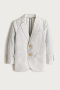 Load image into Gallery viewer, Boys White And Grey Pinstripe Linen Blazer
