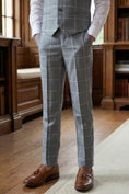 Cargar la imagen en la vista de la galería, Boys Grey Checkered Tailored Trousers