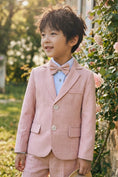 Load image into Gallery viewer, Boys Pink Plaid Linen Single-breasted Blazer