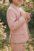 Load image into Gallery viewer, Boys Pink Plaid Linen Single-breasted Blazer