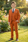 Load image into Gallery viewer, Boys Burnt Orange Single-breasted 3-piece Suit