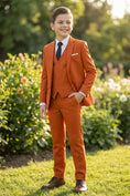 Load image into Gallery viewer, Boys Burnt Orange Single-breasted 3-piece Suit