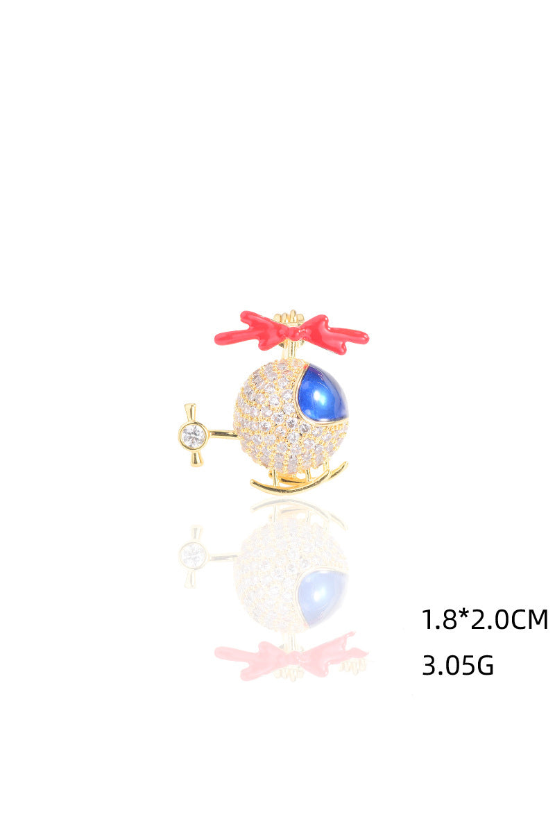 Boys Enamel Helicopter Brooch