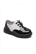 Load image into Gallery viewer, Boys Black And White Two-tone Brogue Dress Shoes