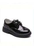 Load image into Gallery viewer, Boys Black Patent Leather Brogue Dress Shoes